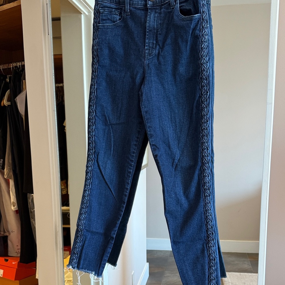 J Brand Navy Jeans with Braided Detail